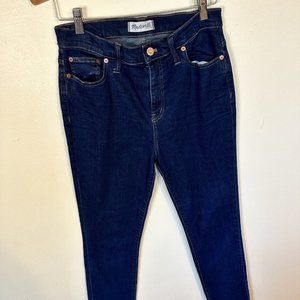 Madewell Womens 30 Blue Dark Wash Denim High Rise Alley Straight Jeans Pockets